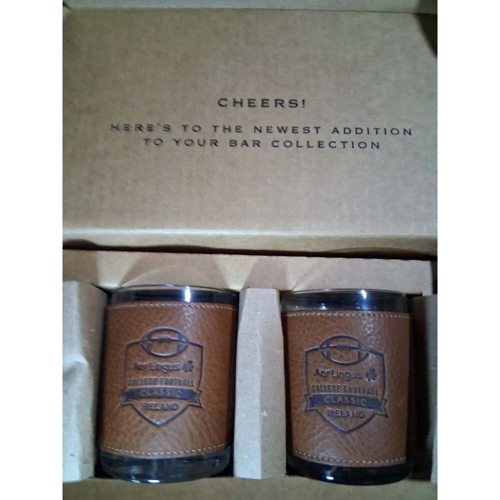 Clayton and Crume Handcrafted Leather Goods college football bar glasses